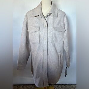 NEW w/TAGS Cyn & Luca Ivory Pea Coat Jacket Shirttail Hem Outerwear Size Medium